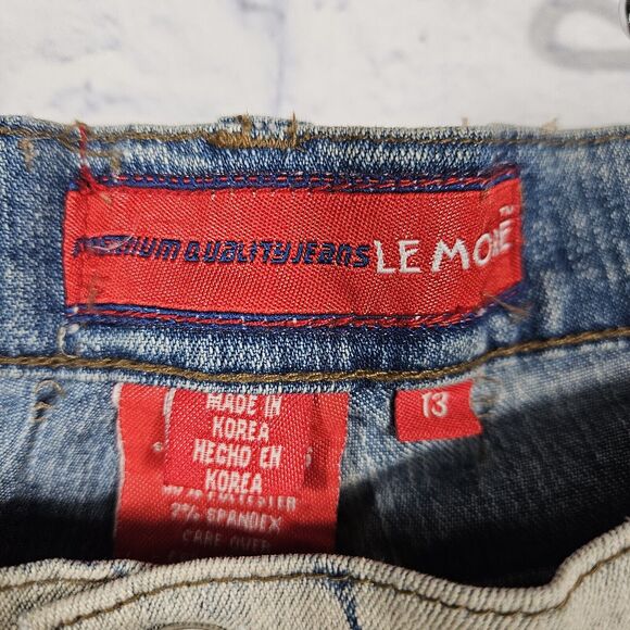 LeMore Vintage Jeans 90s Y2K Hip Hop Buttons size 13 Low Waist Bell Sequin - Picture 6 of 7